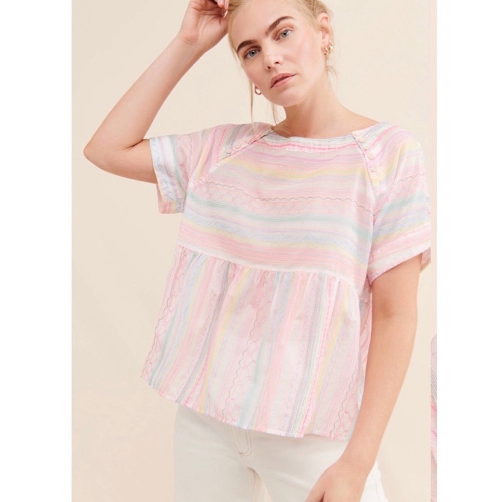 Anthropologie Letty Embroidered
Babydoll Blouse Excellent Condition Size MEDIA